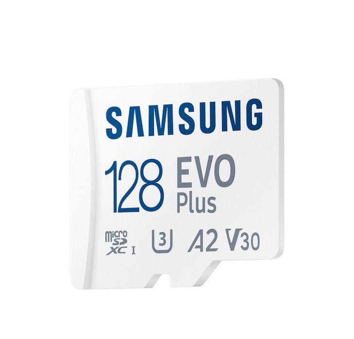 Samsung EVO Plus microSD 128 GB-kort (vatten-/röntgen-/magnet-/temperatursäker)